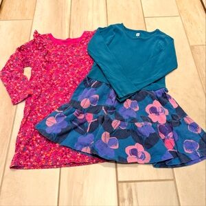 Tea Collection dress Bundle ruffle long sleeve floral 4T 4 Pink Blue
